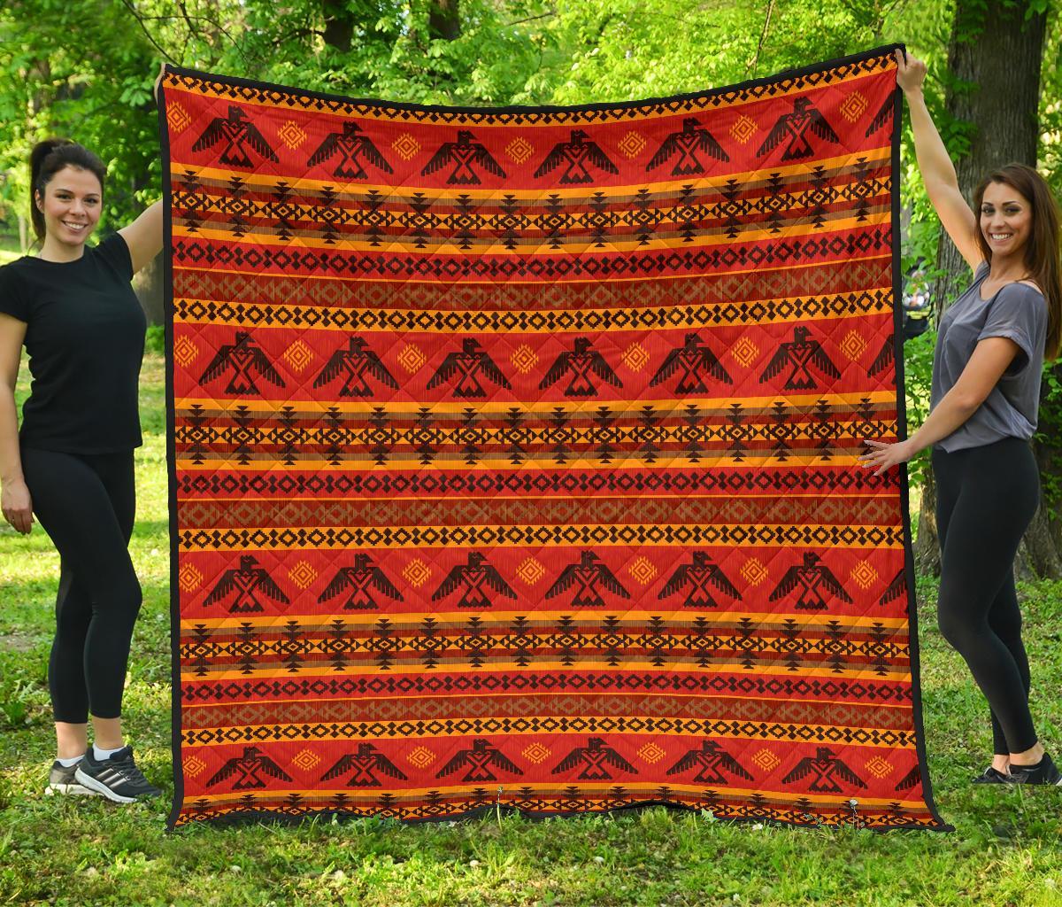 Eagle Native American Pattern Print Quilt-grizzshop