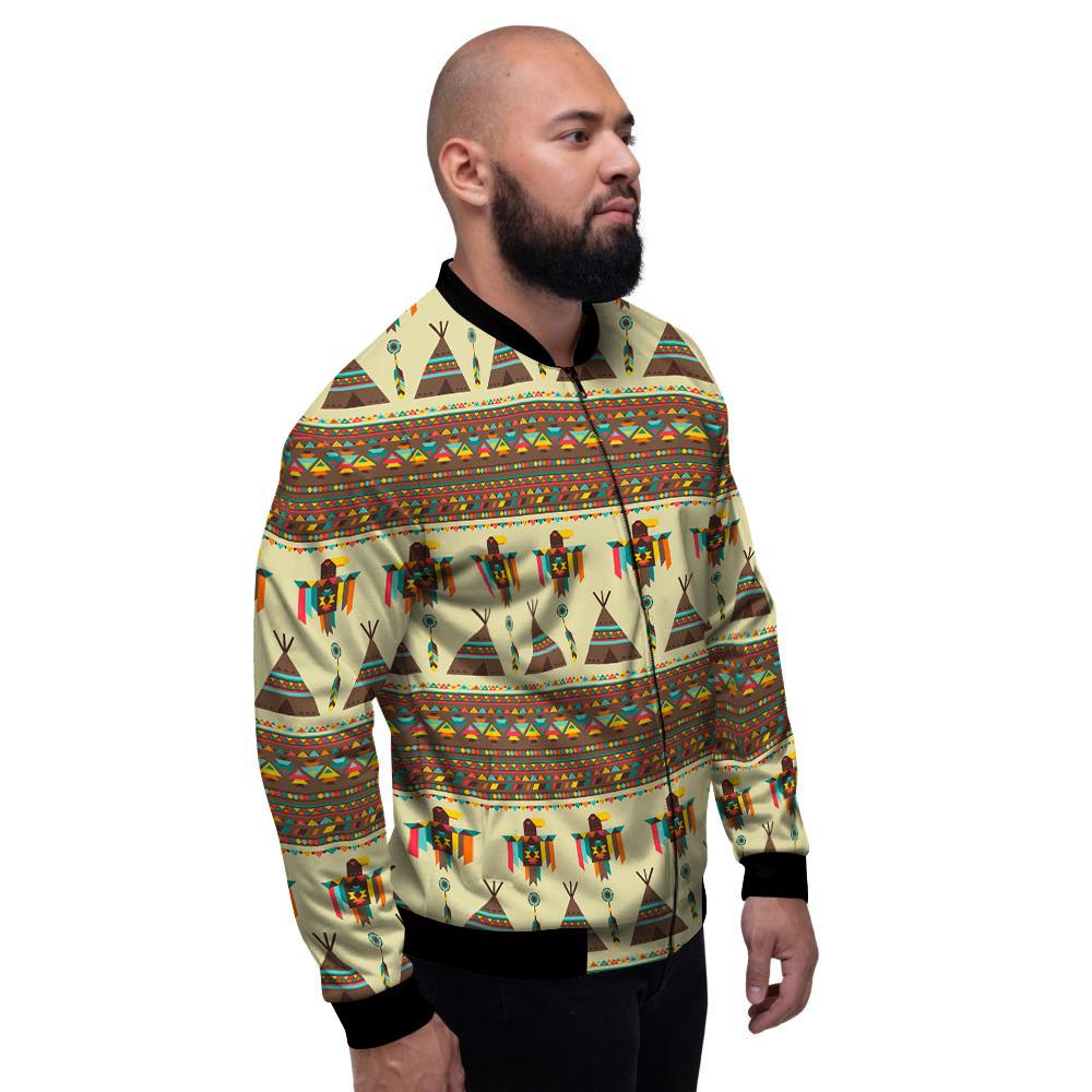 Eagle Native American Print Pattern Men's Bomber Jacket-grizzshop