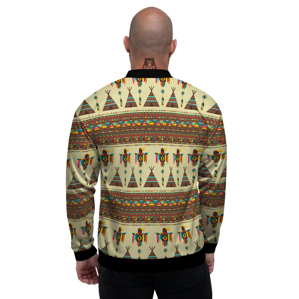 Eagle Native American Print Pattern Men's Bomber Jacket-grizzshop
