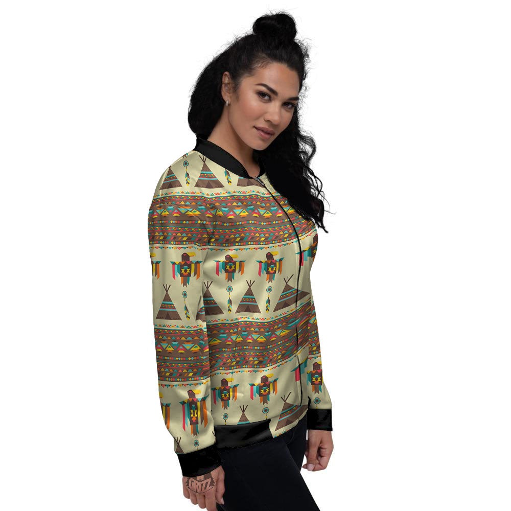 Eagle Native American Print Pattern Women's Bomber Jacket-grizzshop