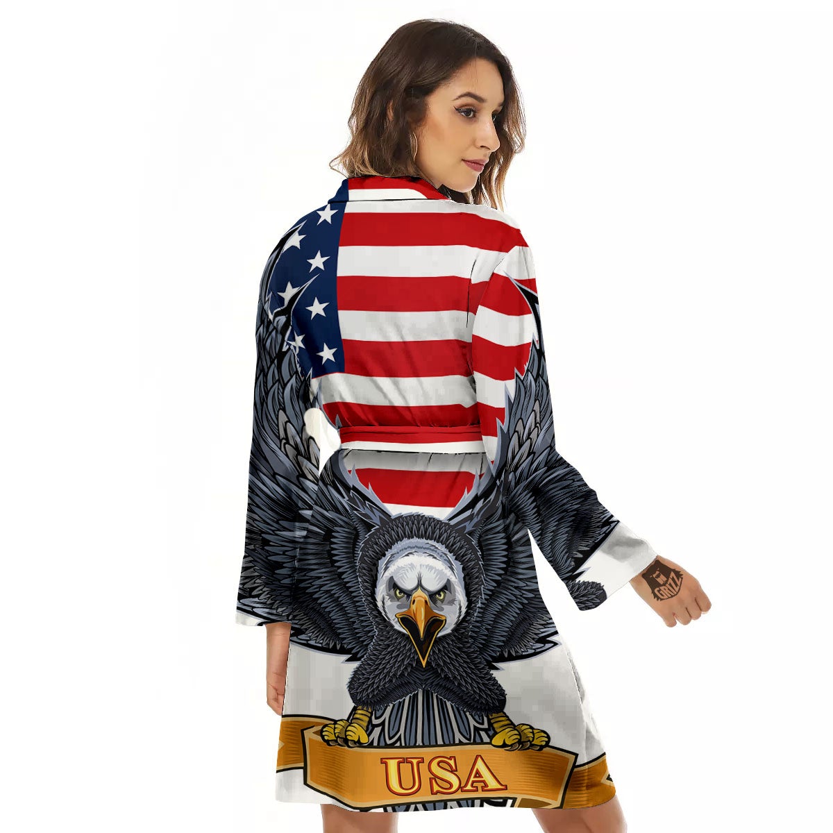 Eagle Patriotic American Print Women's Robe-grizzshop