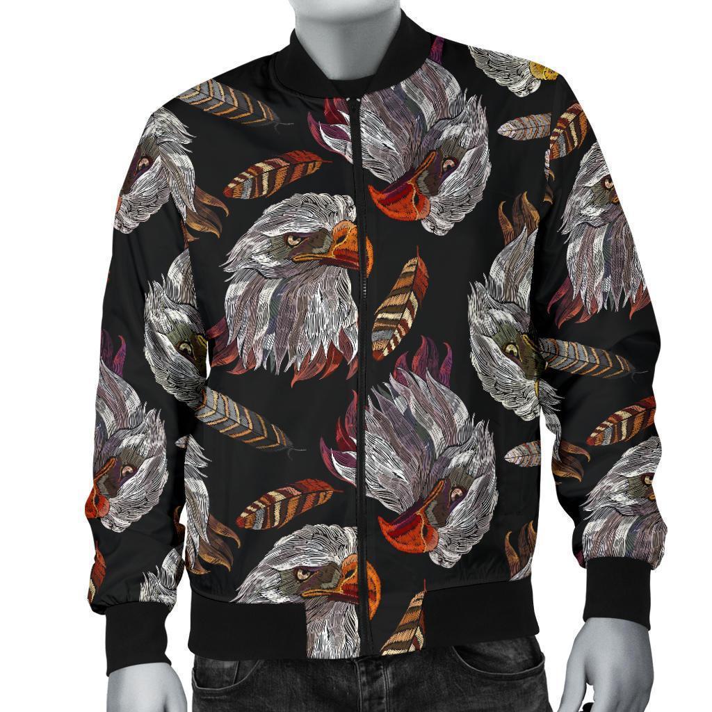 Eagle Pattern Print Men's Bomber Jacket-grizzshop