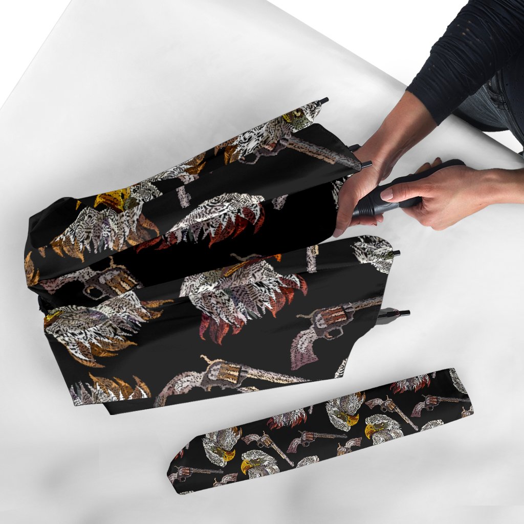 Eagle Print Pattern Automatic Foldable Umbrella-grizzshop