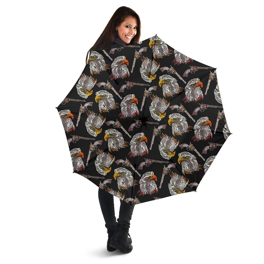 Eagle Print Pattern Automatic Foldable Umbrella-grizzshop
