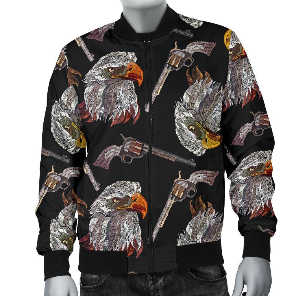 Eagle Print Pattern Men's Bomber Jacket-grizzshop