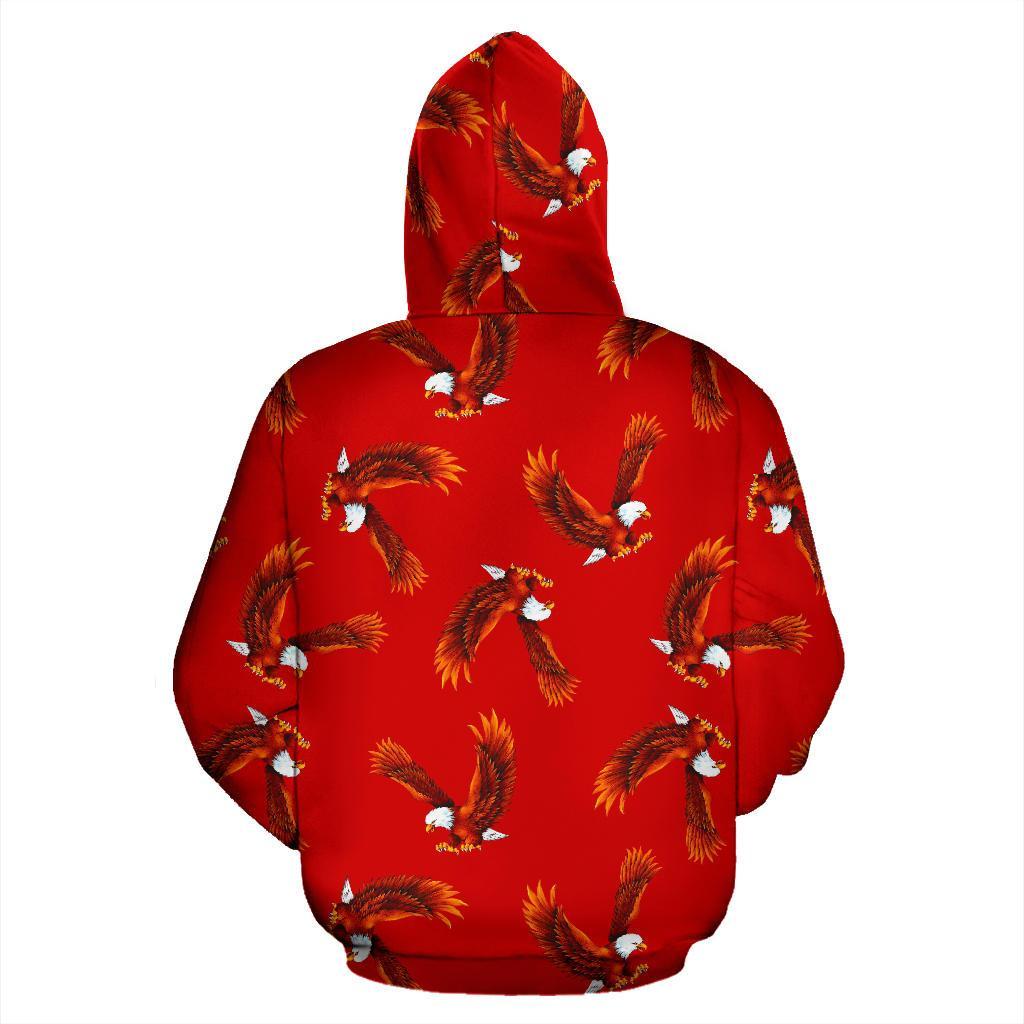 Eagle Red Pattern Print Men Women Pullover Hoodie-grizzshop