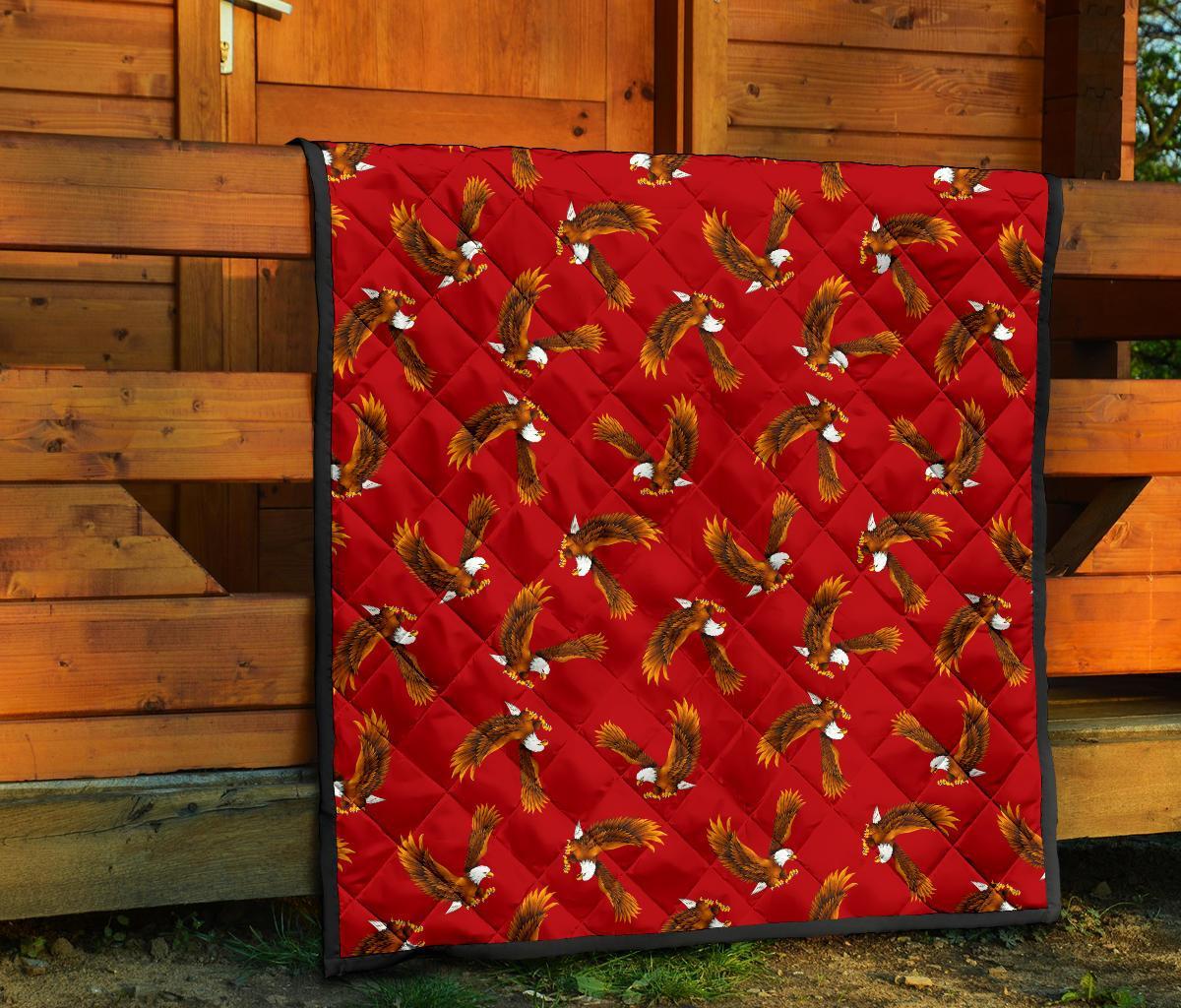 Eagle Red Pattern Print Quilt-grizzshop