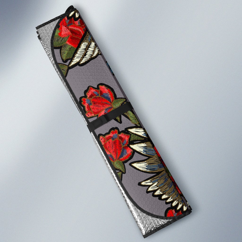 Eagle Rose Pattern Print Car Sun Shade-grizzshop