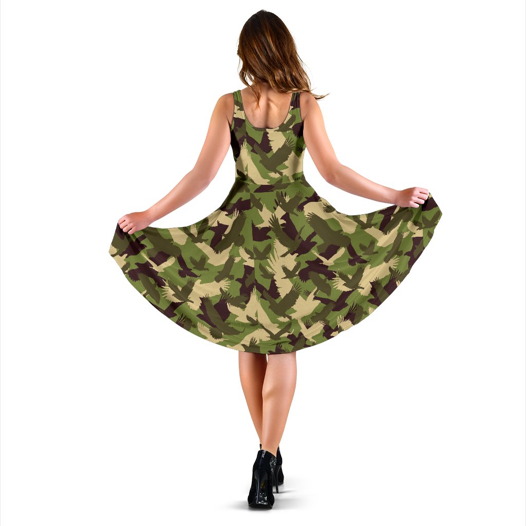 Eagle Camo Pattern Print Dress-grizzshop
