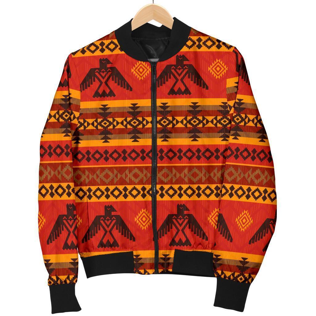 Eagle Native American Pattern Print Women Casual Bomber Jacket-grizzshop