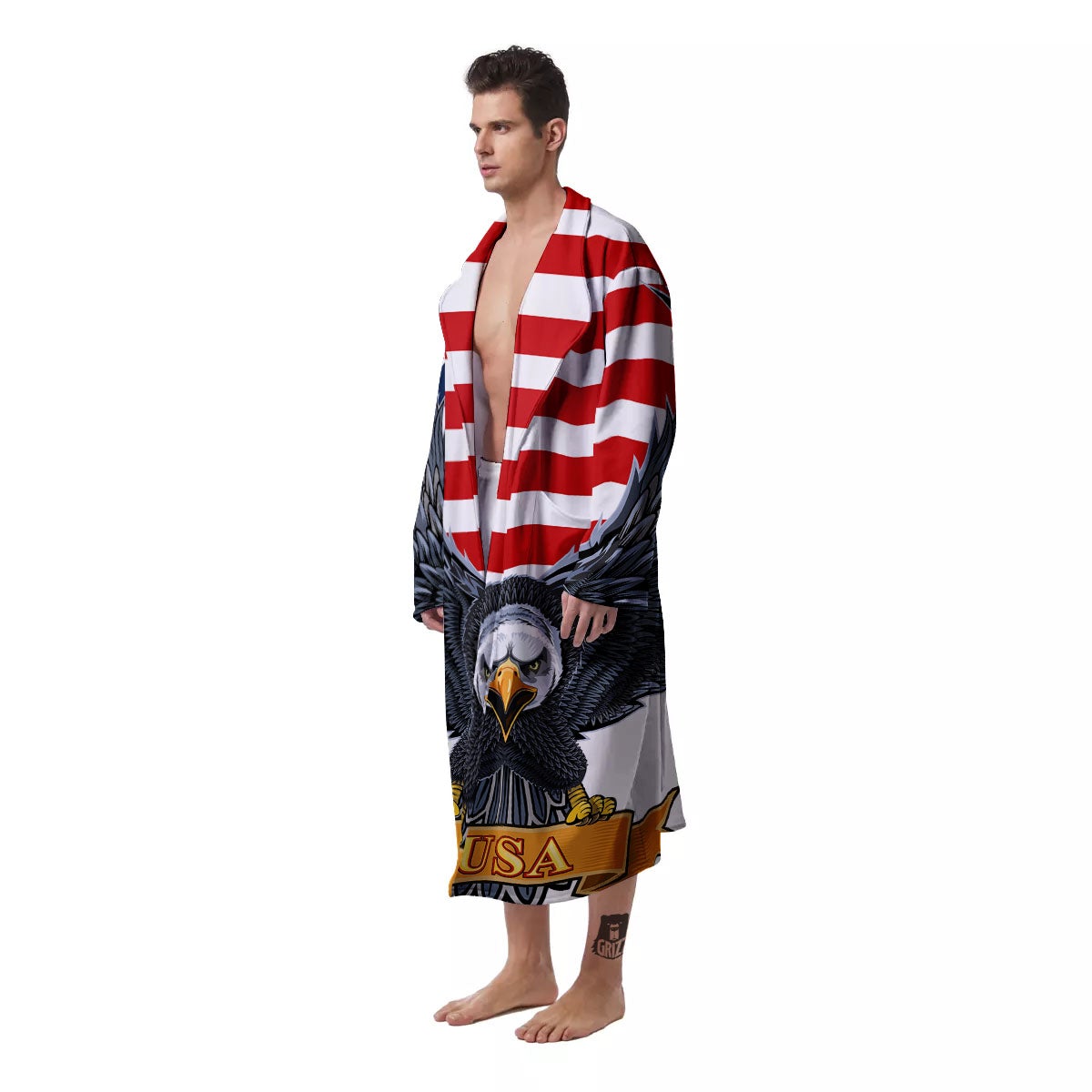 Eagle Patriotic American Print Men's Robe-grizzshop