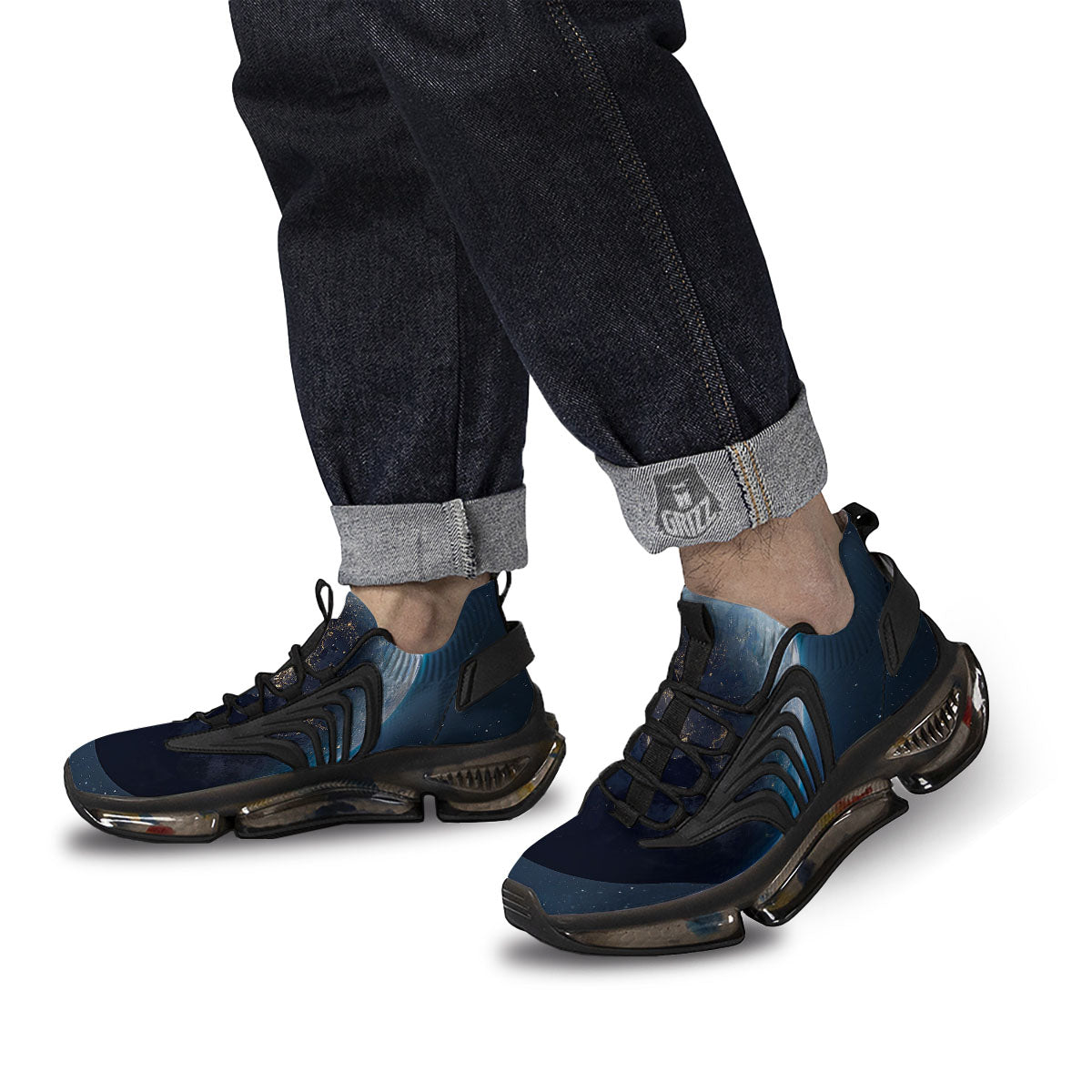Earth And Space Print Black Gym Shoes-grizzshop