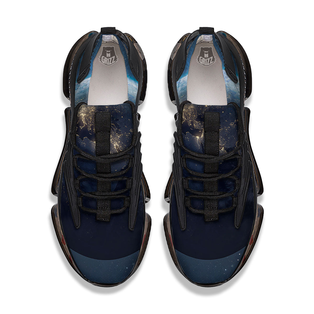 Earth And Space Print Black Gym Shoes-grizzshop