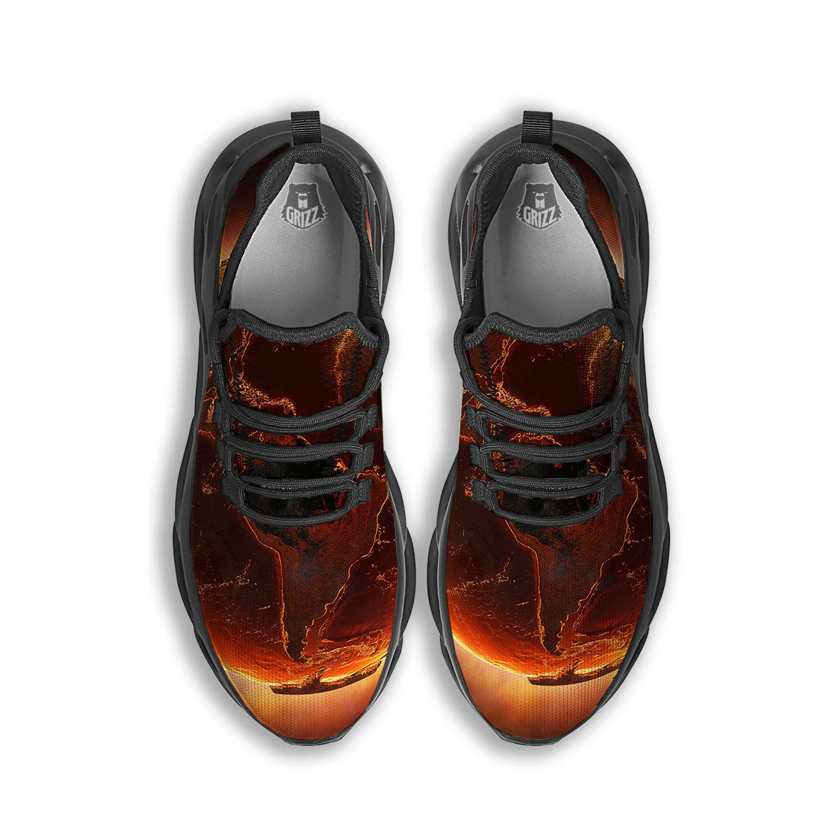 Earth Burning Print Black Running Shoes-grizzshop
