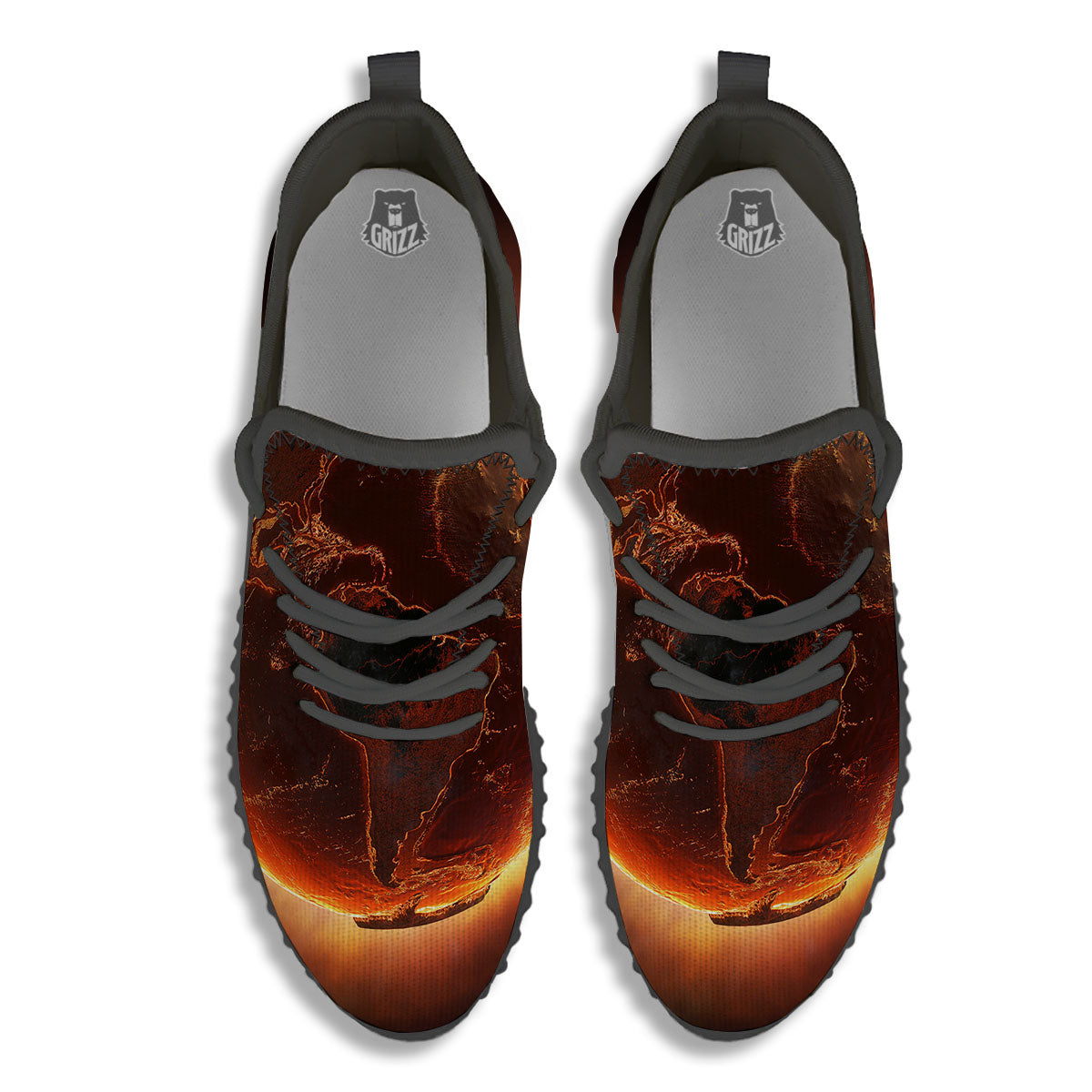 Earth Burning Print Black Walking Shoes-grizzshop