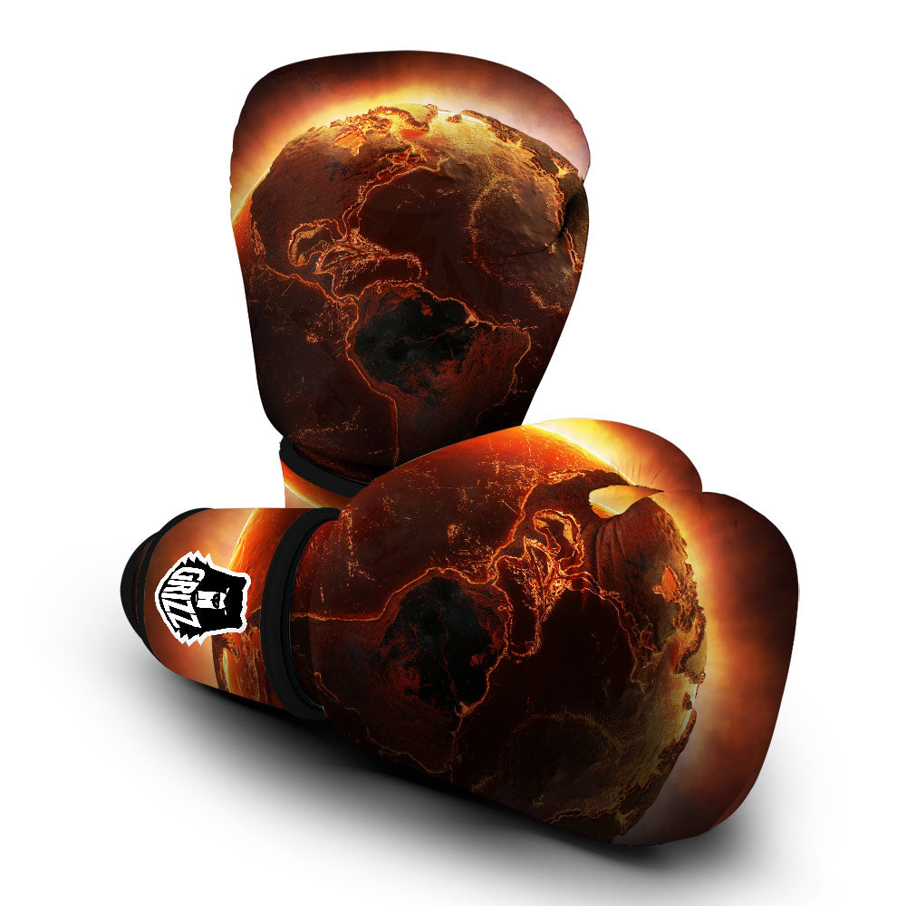 Earth Burning Print Boxing Gloves-grizzshop