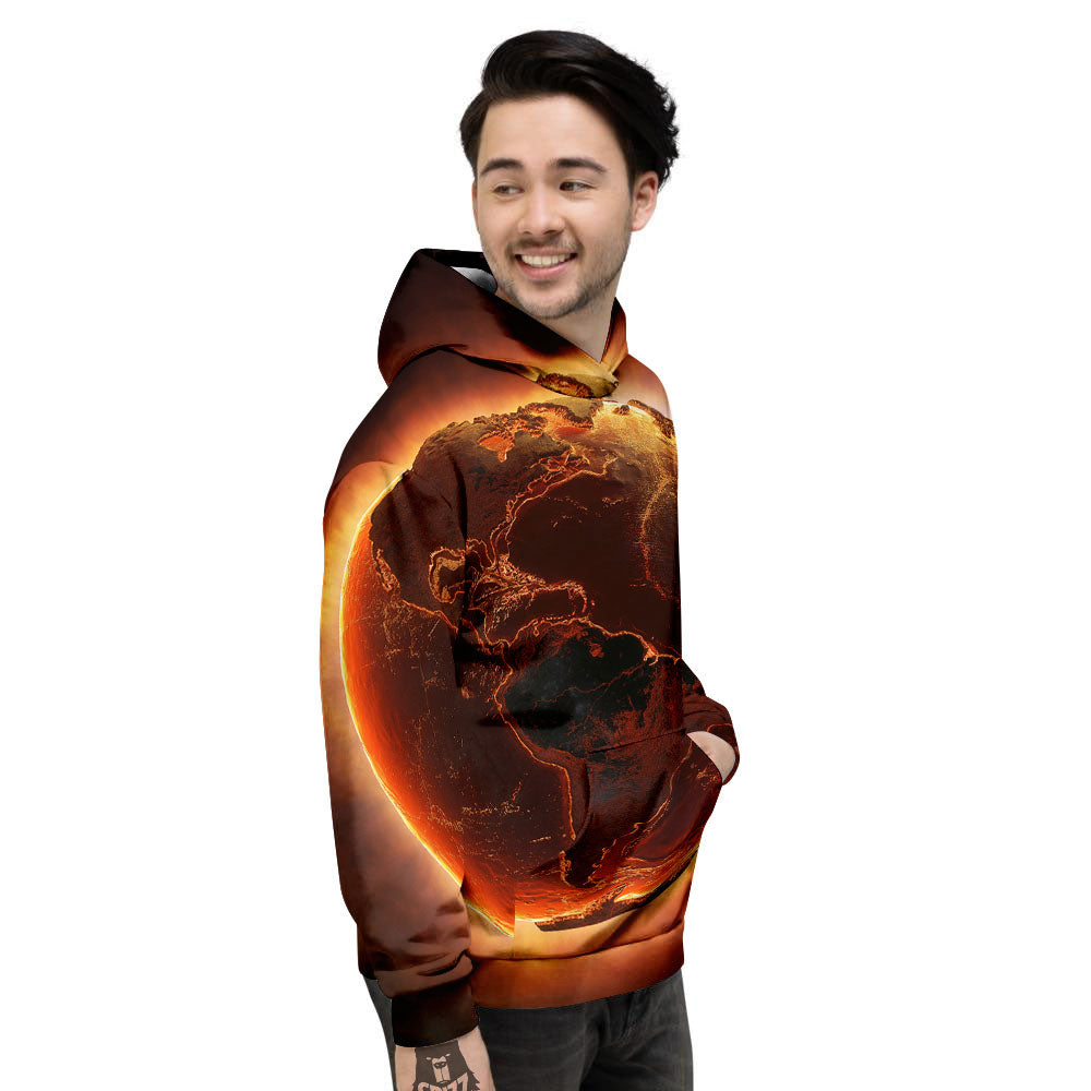 Earth Burning Print Men's Hoodie-grizzshop