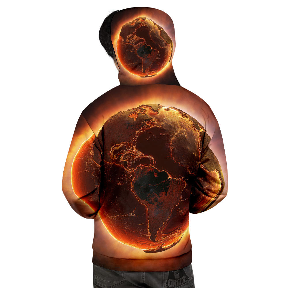 Earth Burning Print Men's Hoodie-grizzshop