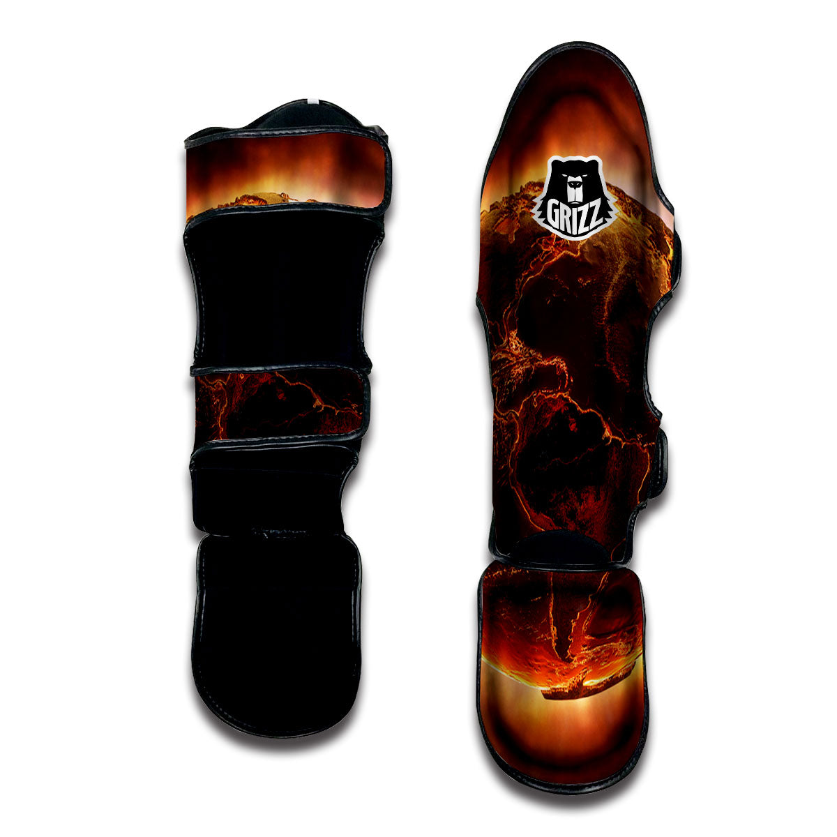 Earth Burning Print Muay Thai Shin Guards-grizzshop