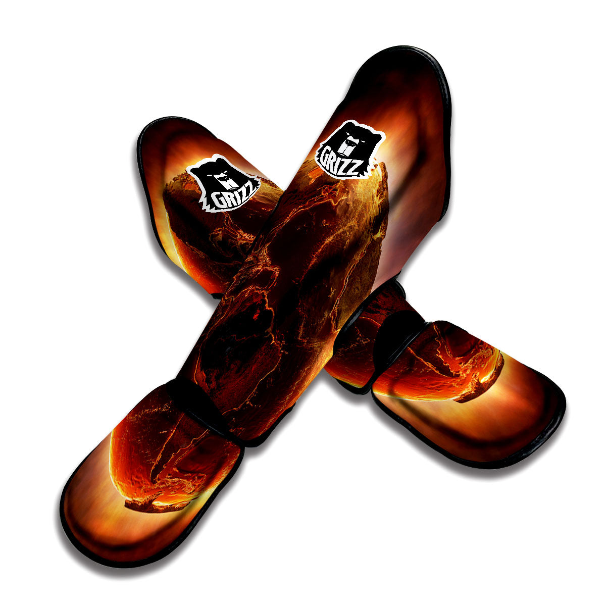 Earth Burning Print Muay Thai Shin Guards-grizzshop