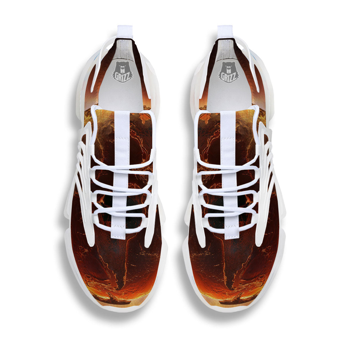 Earth Burning Print White Gym Shoes-grizzshop
