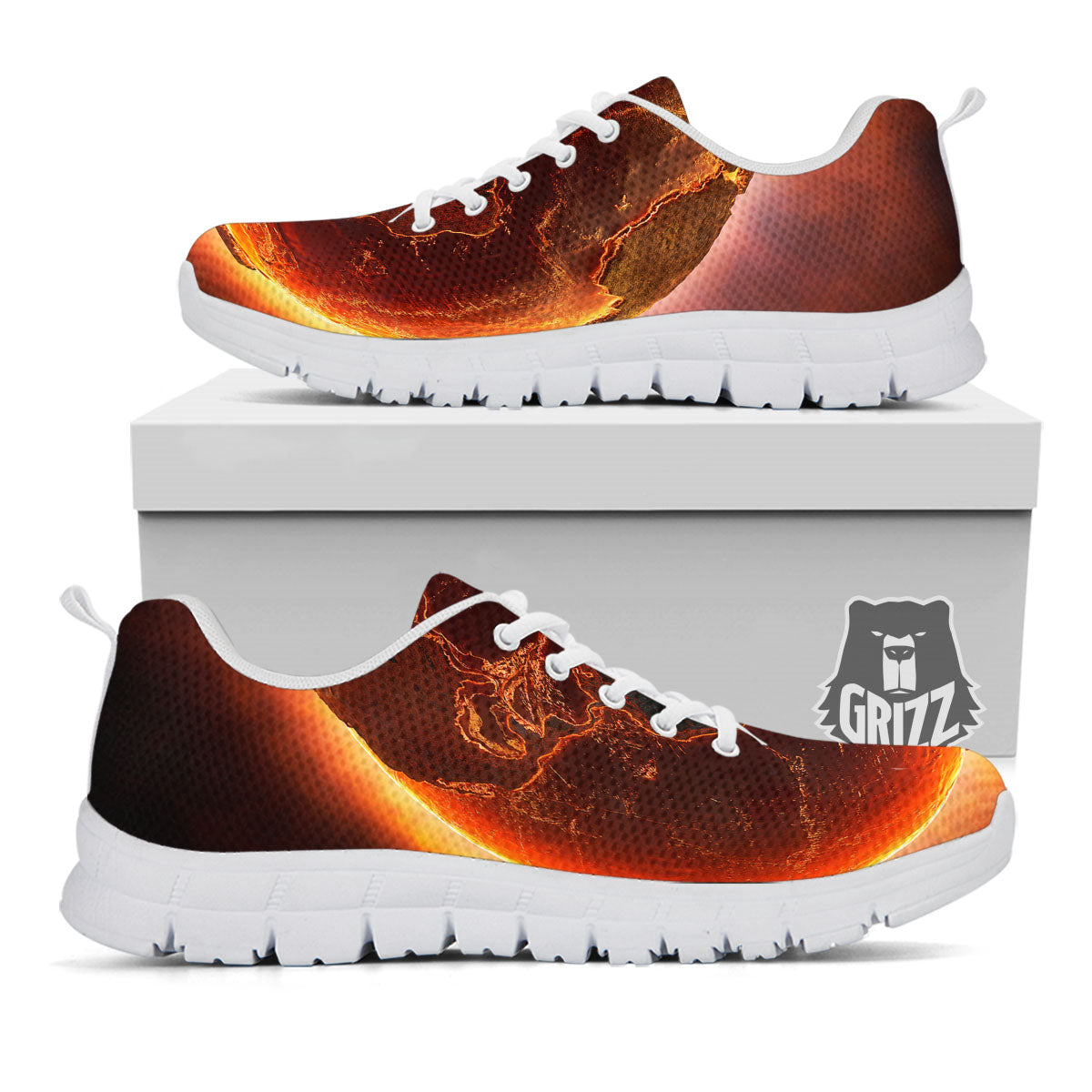 Earth Burning Print White Sneaker-grizzshop