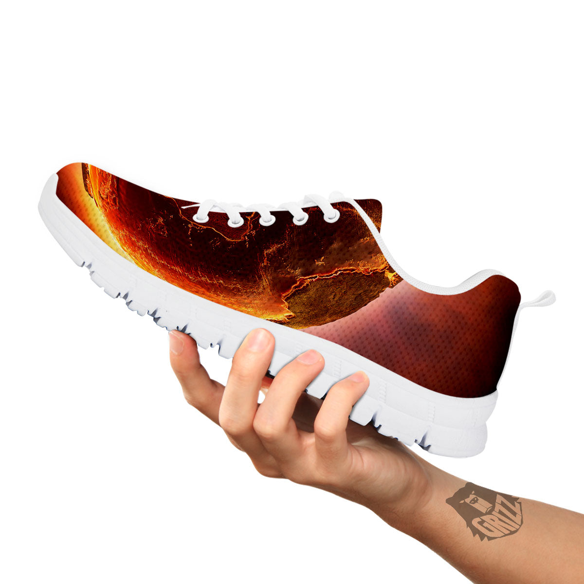 Earth Burning Print White Sneaker-grizzshop