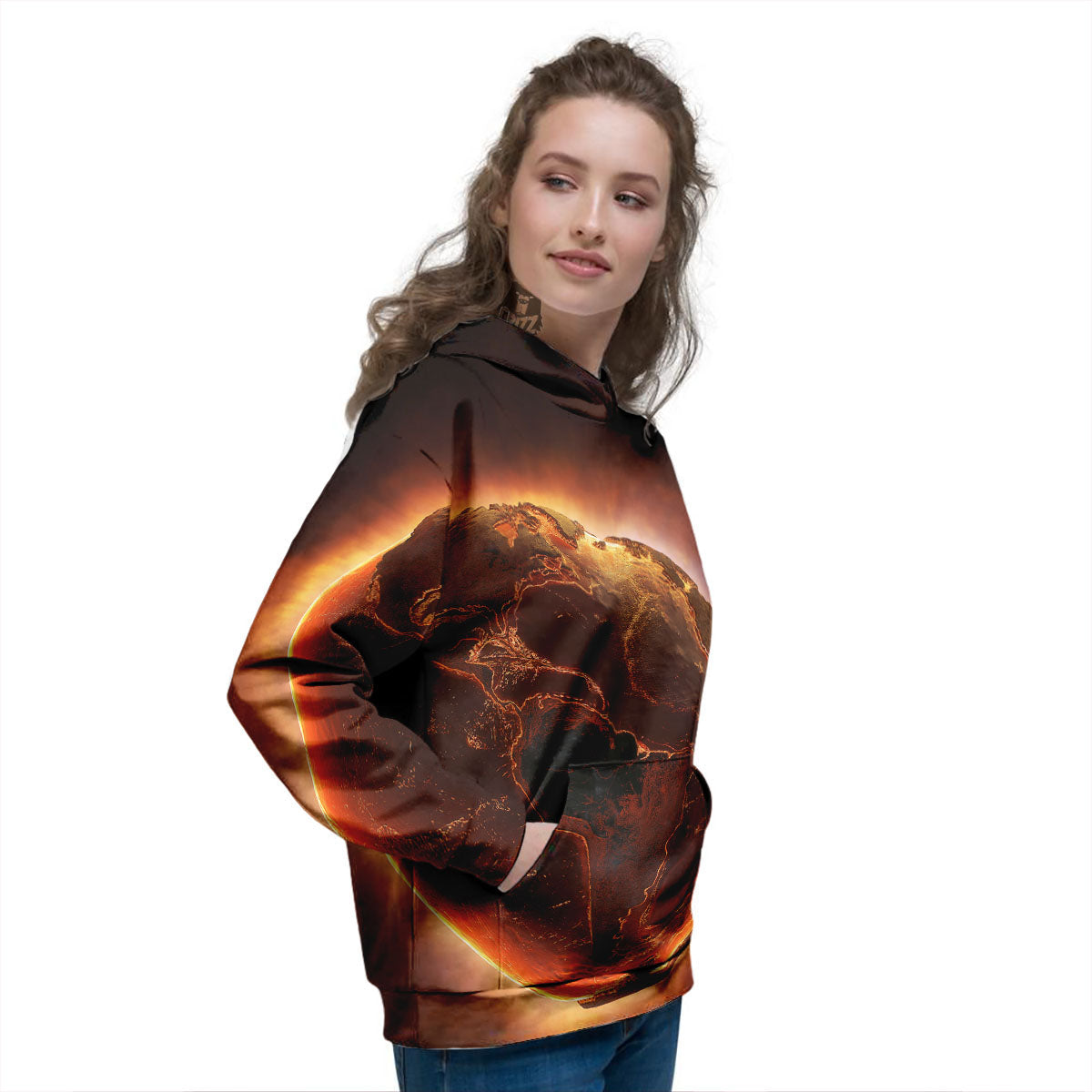 Earth Burning Print Women's Hoodie-grizzshop