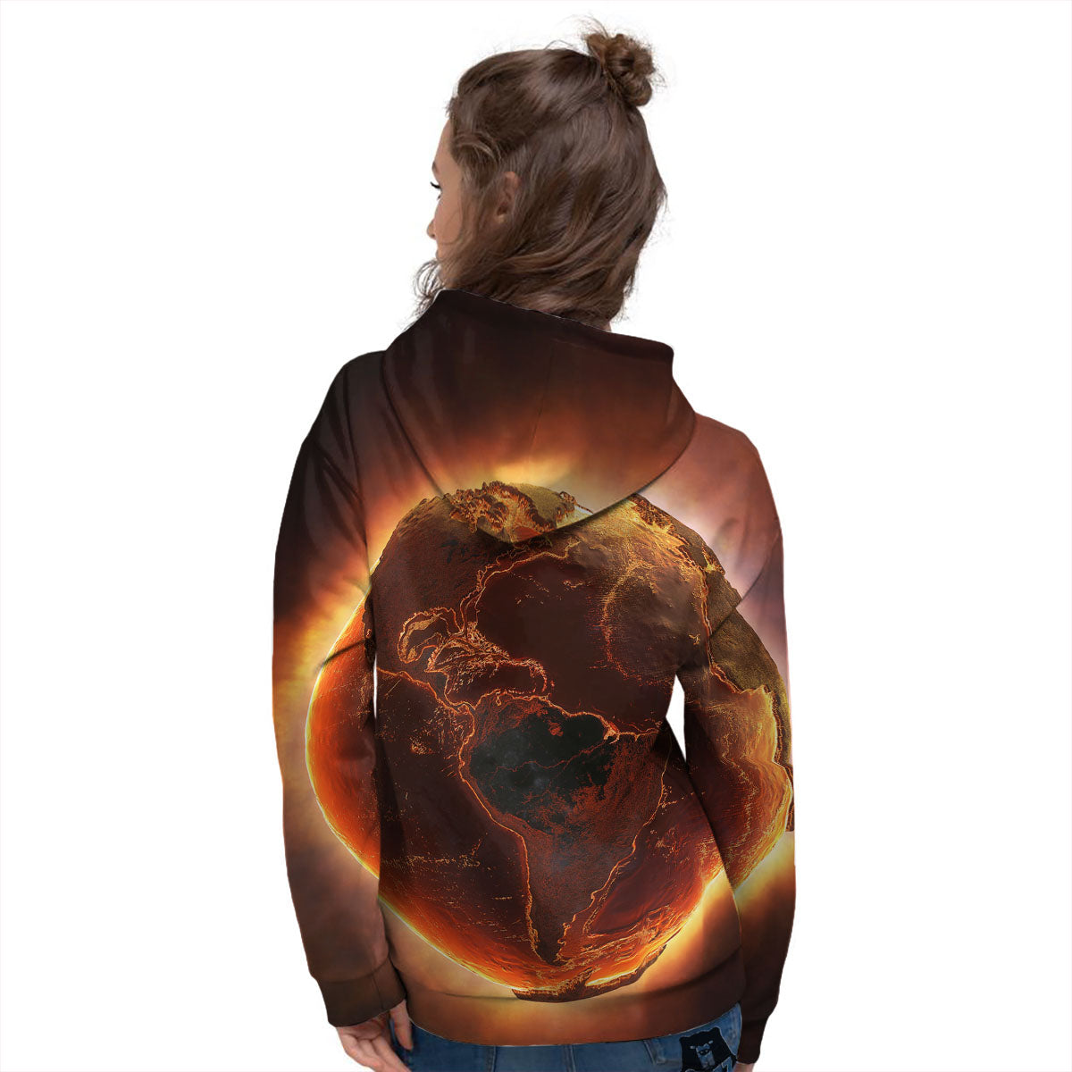 Earth Burning Print Women's Hoodie-grizzshop