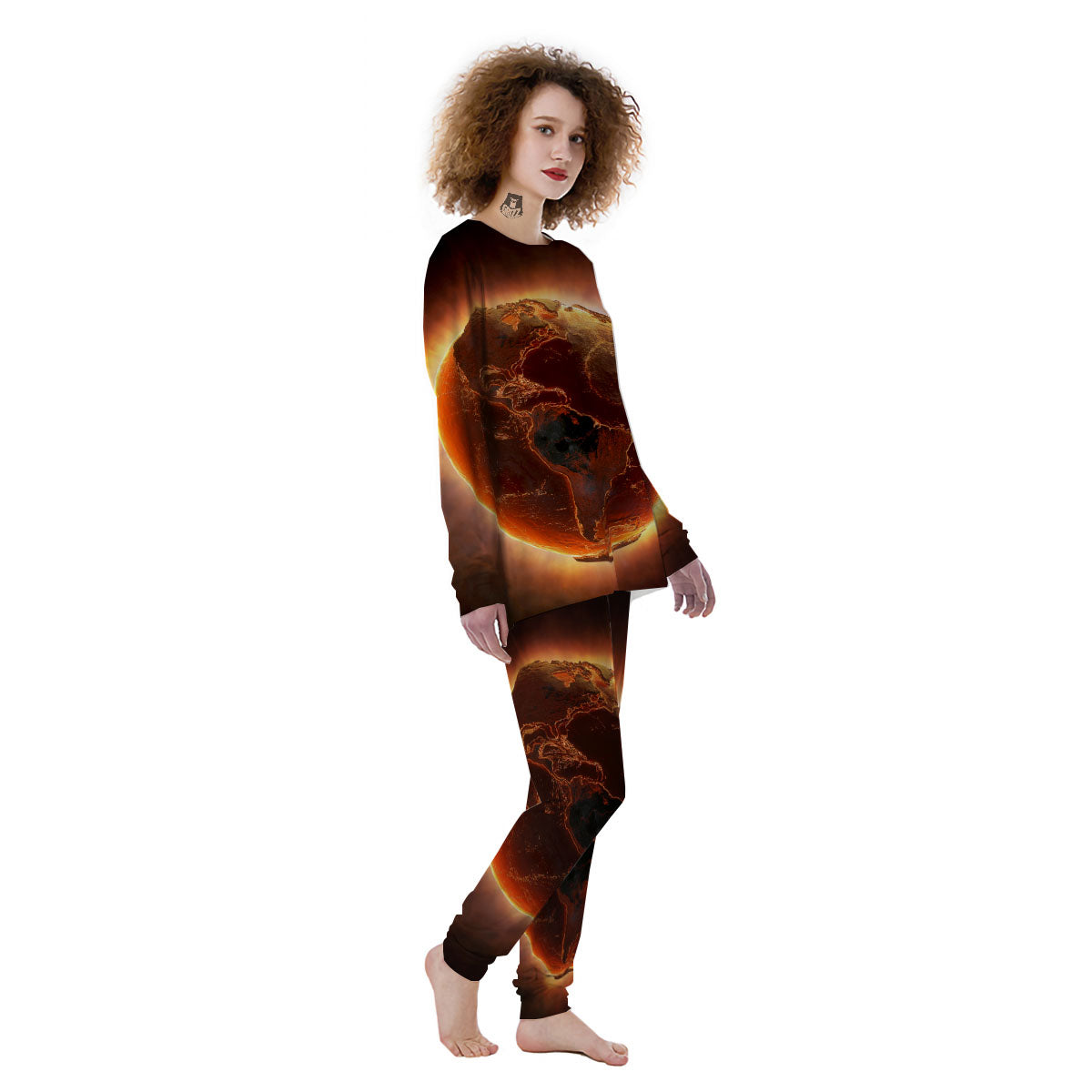 Earth Burning Print Women's Pajamas-grizzshop
