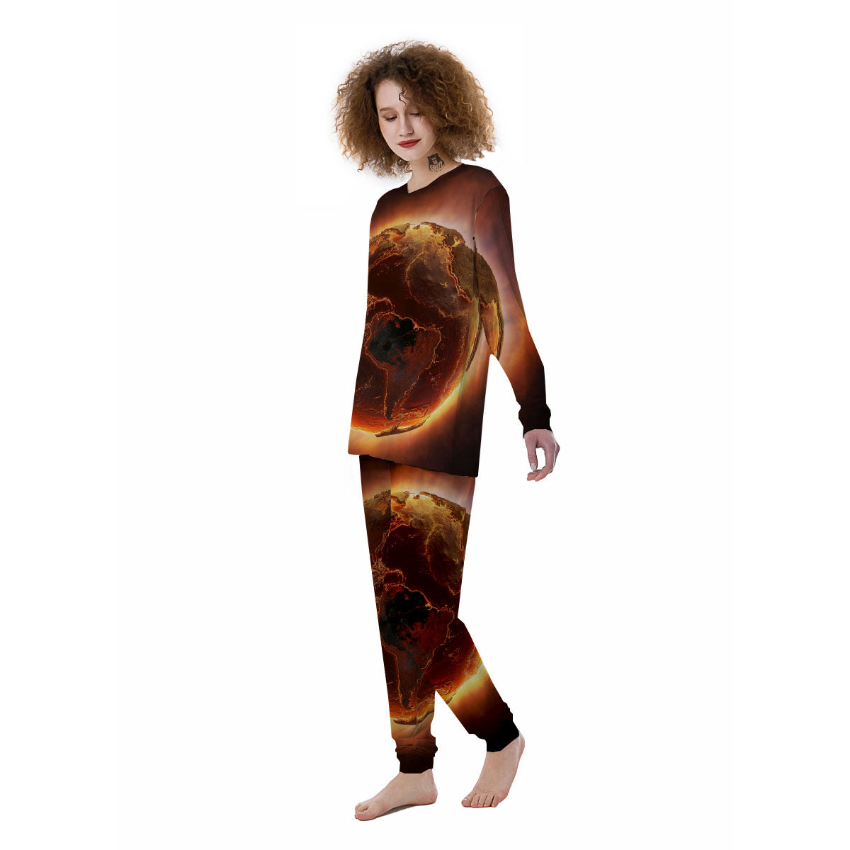 Earth Burning Print Women's Pajamas-grizzshop