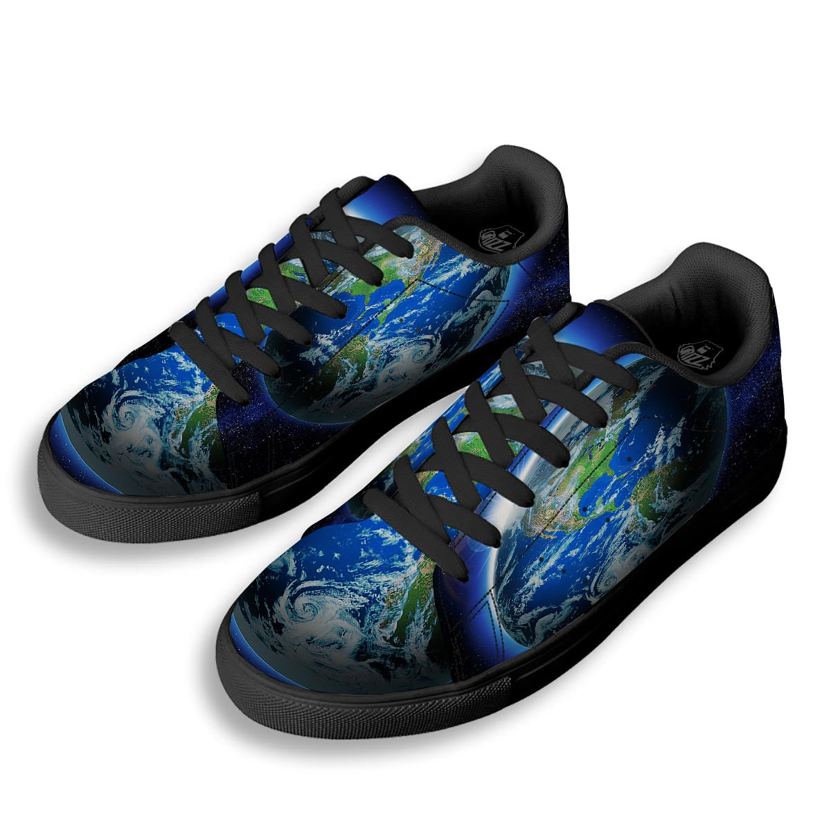 Earth Sunrise Print Black Low Top Sneakers-grizzshop