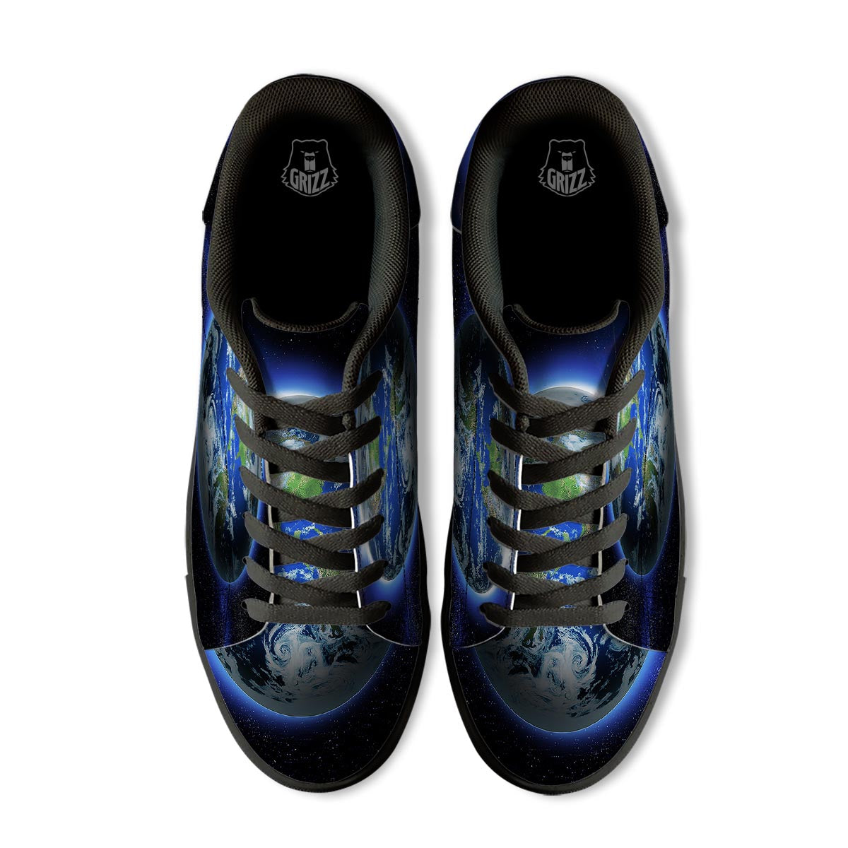 Earth Sunrise Print Black Low Top Sneakers-grizzshop