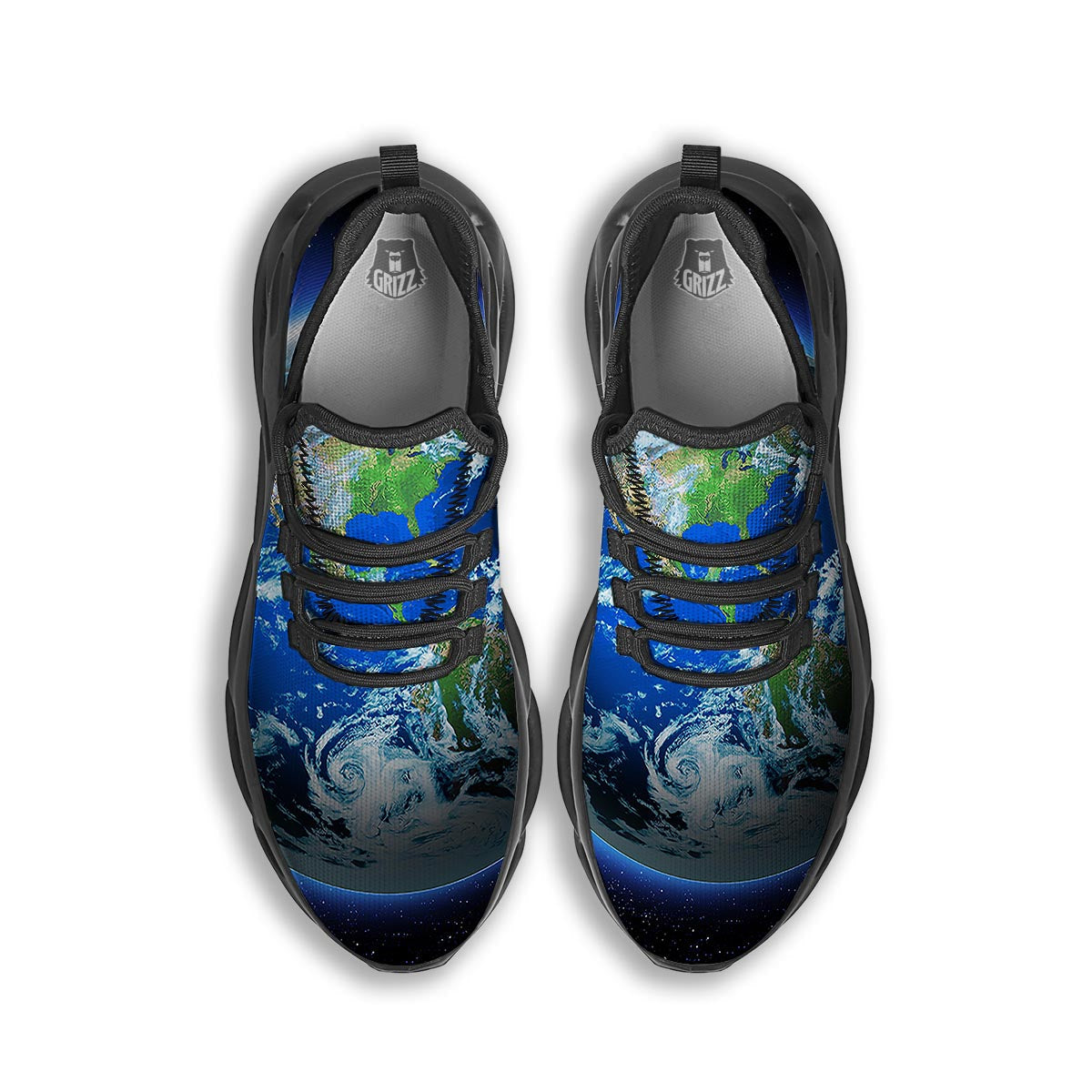 Earth Sunrise Print Black Running Shoes-grizzshop