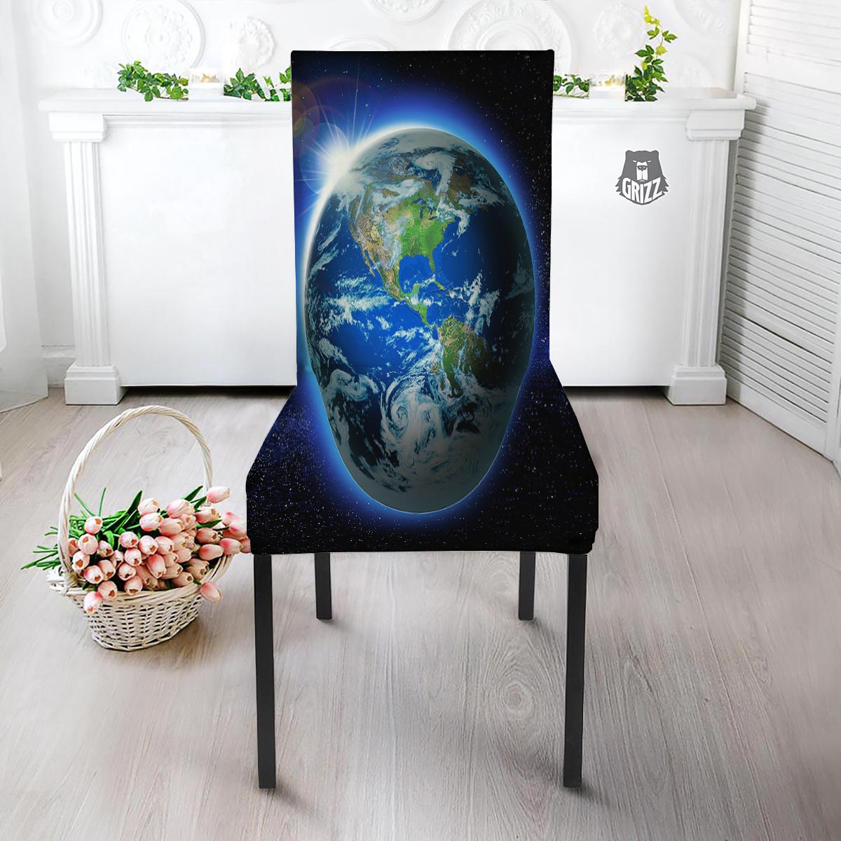 Earth Sunrise Print Dining Chair Slipcover-grizzshop