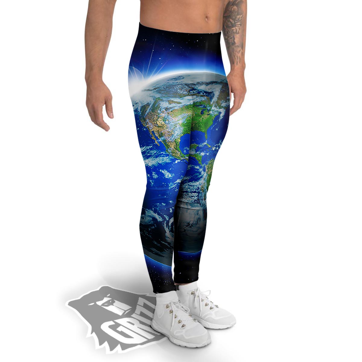 Earth Sunrise Print Men's Leggings-grizzshop