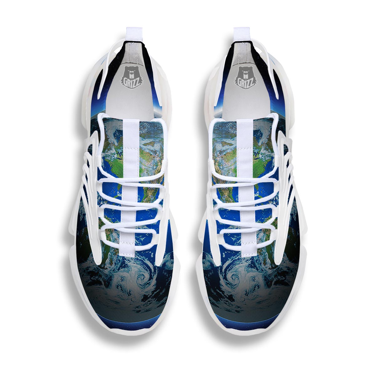 Earth Sunrise Print White Gym Shoes-grizzshop