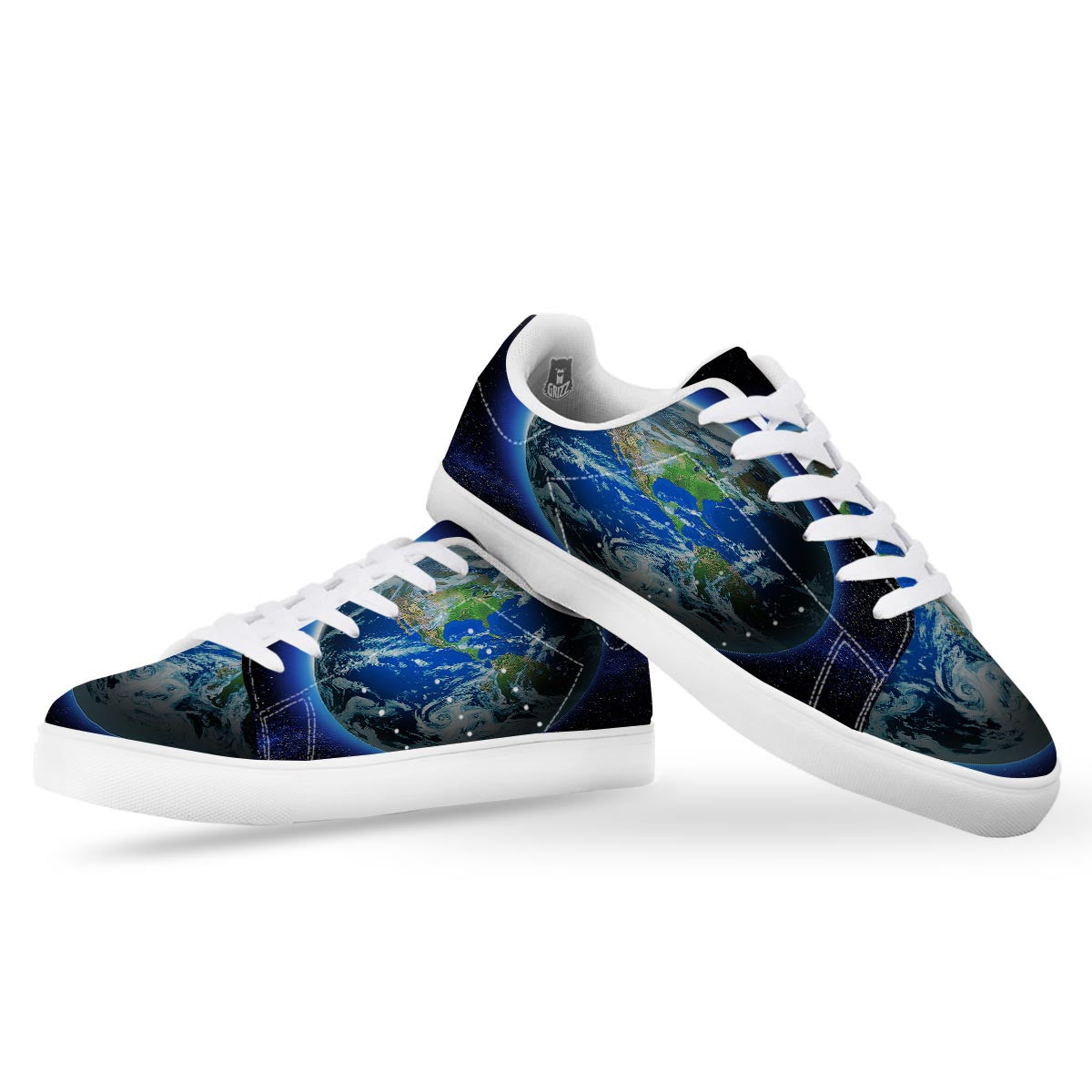 Earth Sunrise Print White Low Top Sneakers-grizzshop