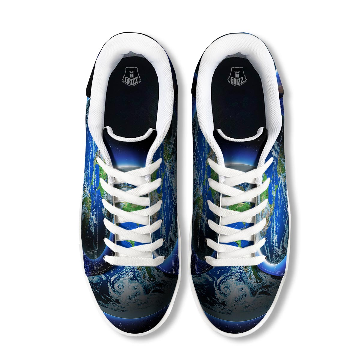 Earth Sunrise Print White Low Top Sneakers-grizzshop