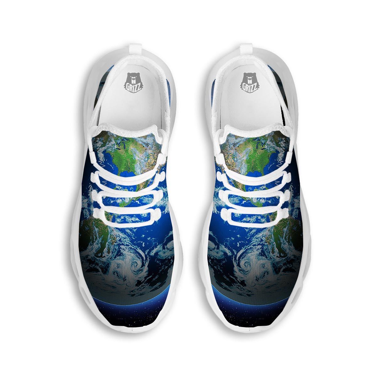 Earth Sunrise Print White Running Shoes-grizzshop
