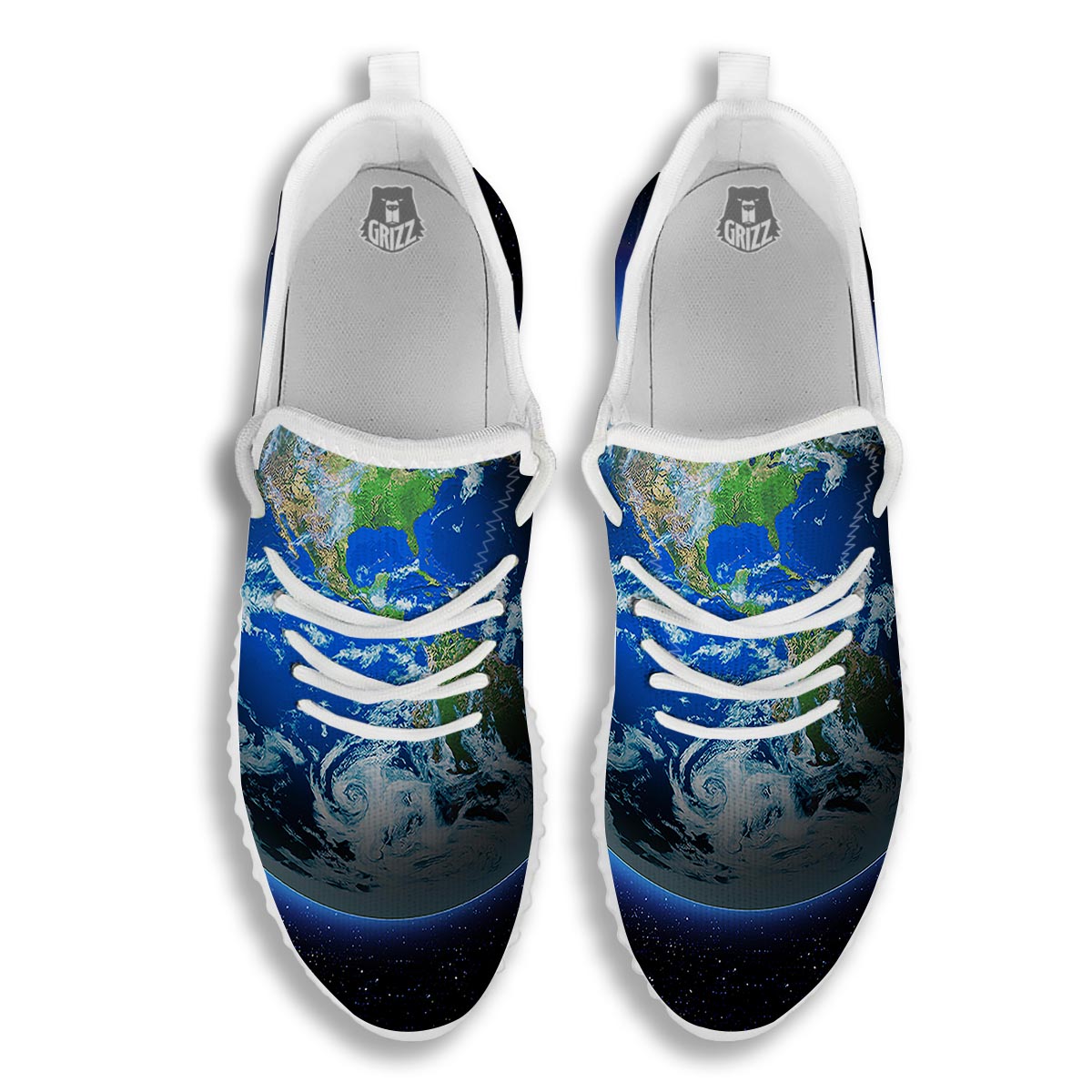 Earth Sunrise Print White Walking Shoes-grizzshop