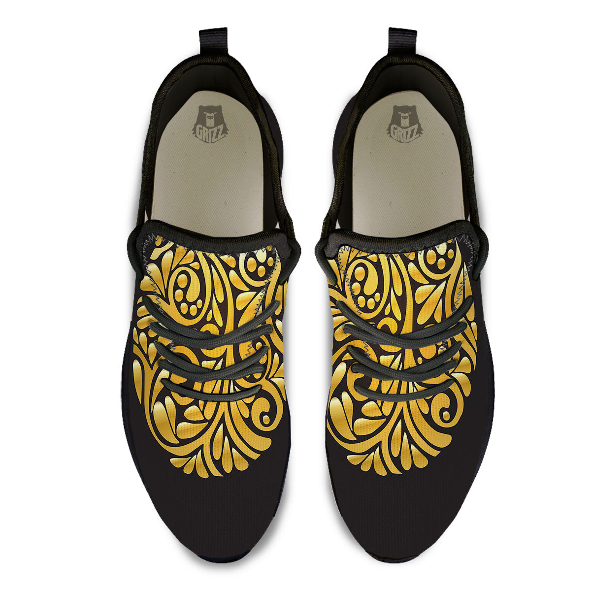 Easter Egg Gold Print Black Athletic Shoes-grizzshop