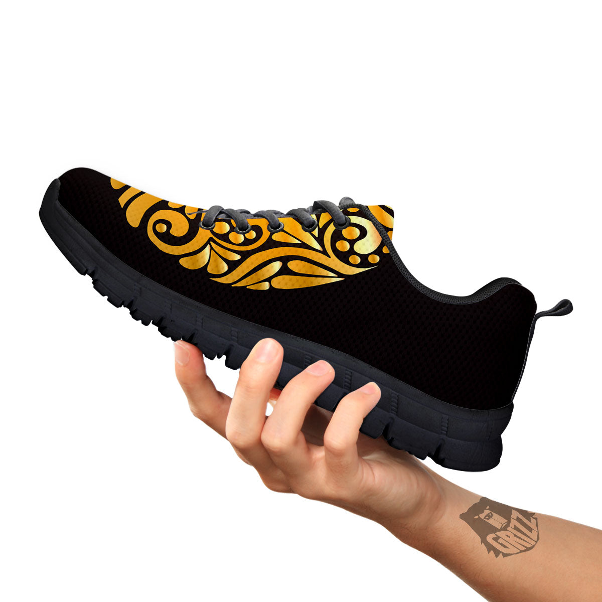 Easter Egg Gold Print Black Sneaker-grizzshop