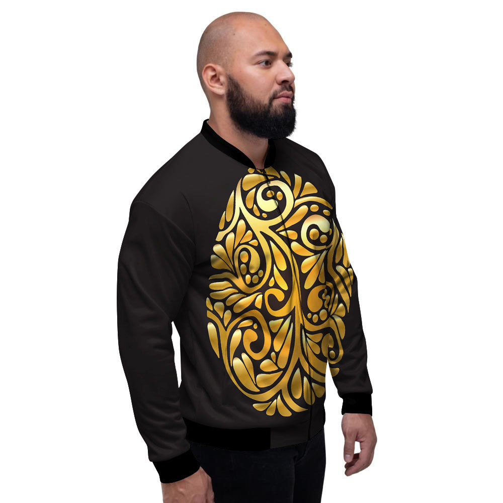 Easter Egg Gold Print Men's Bomber Jacket-grizzshop