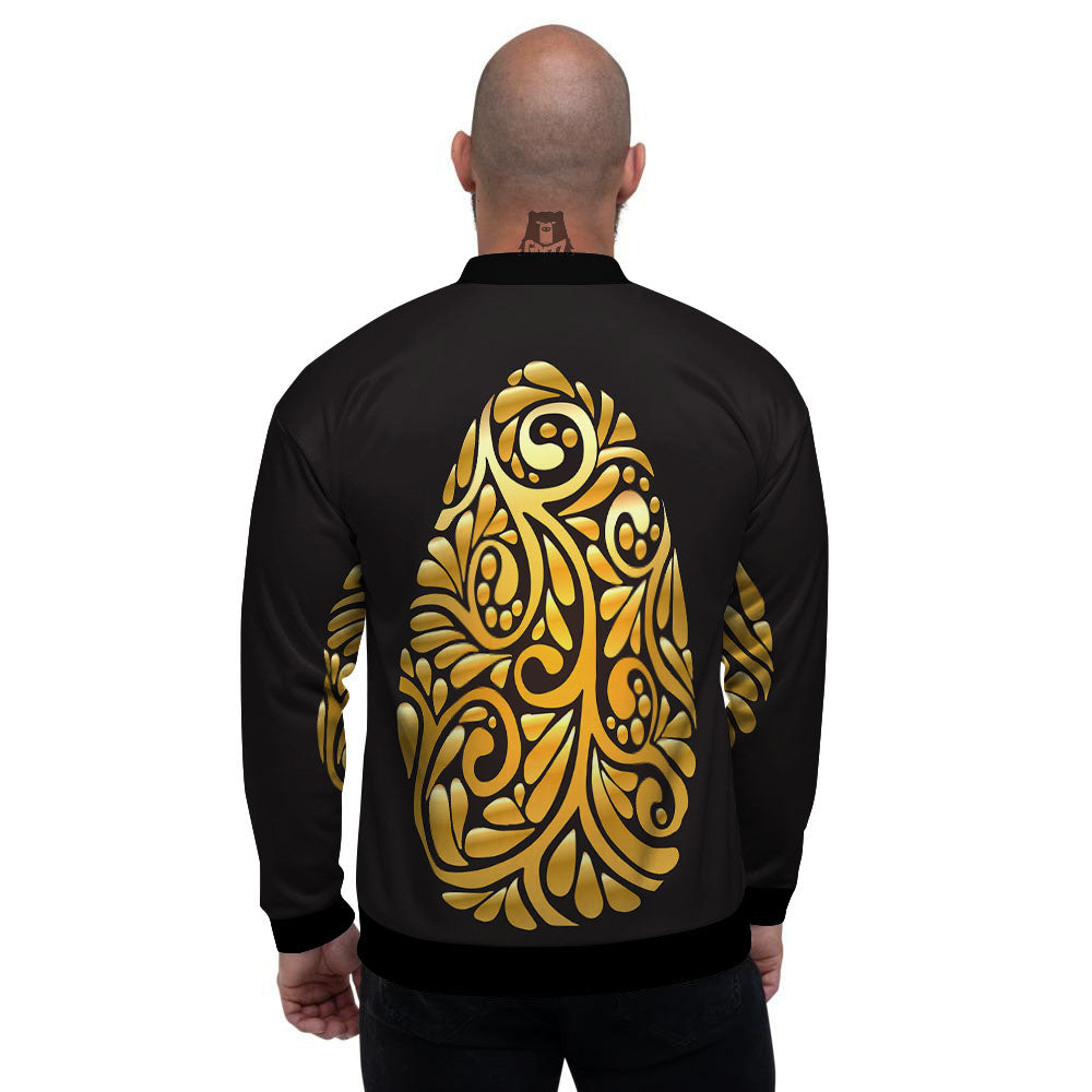 Easter Egg Gold Print Men's Bomber Jacket-grizzshop
