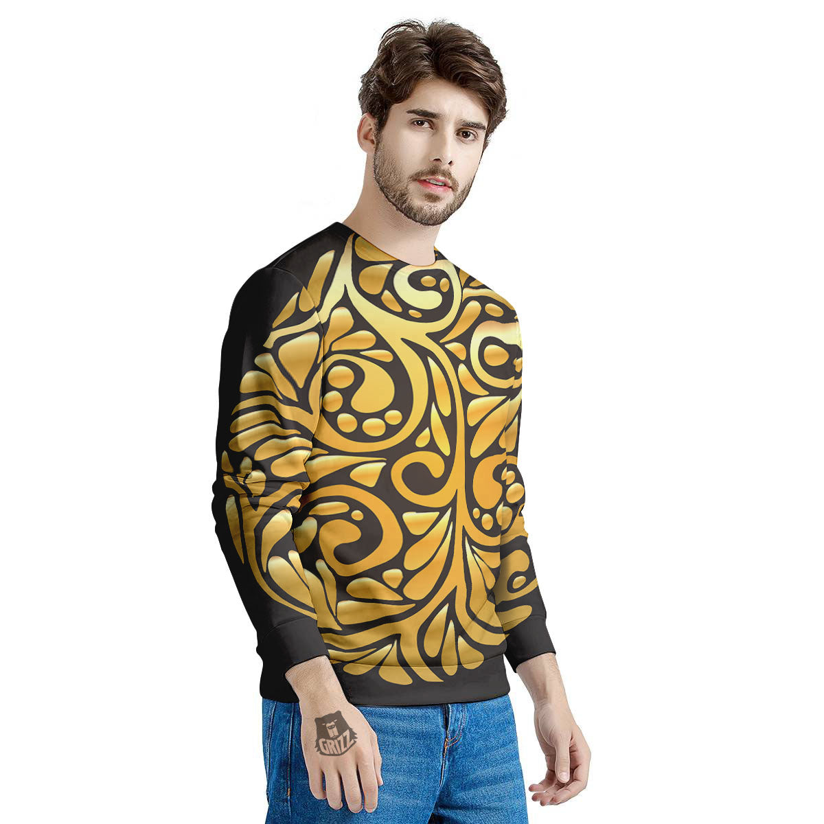 Easter Egg Gold Print Men's Sweatshirt-grizzshop