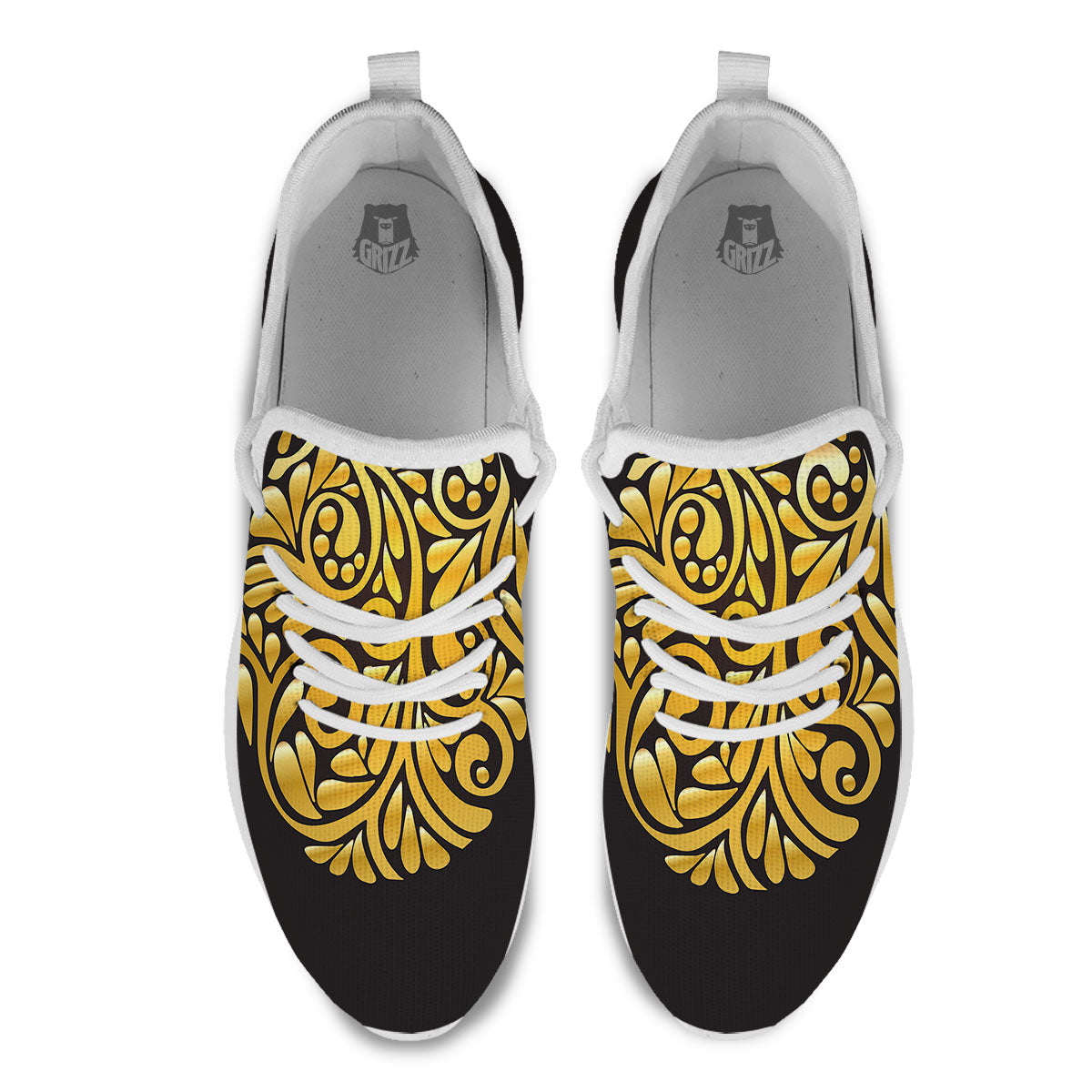 Easter Egg Gold Print White Athletic Shoes-grizzshop