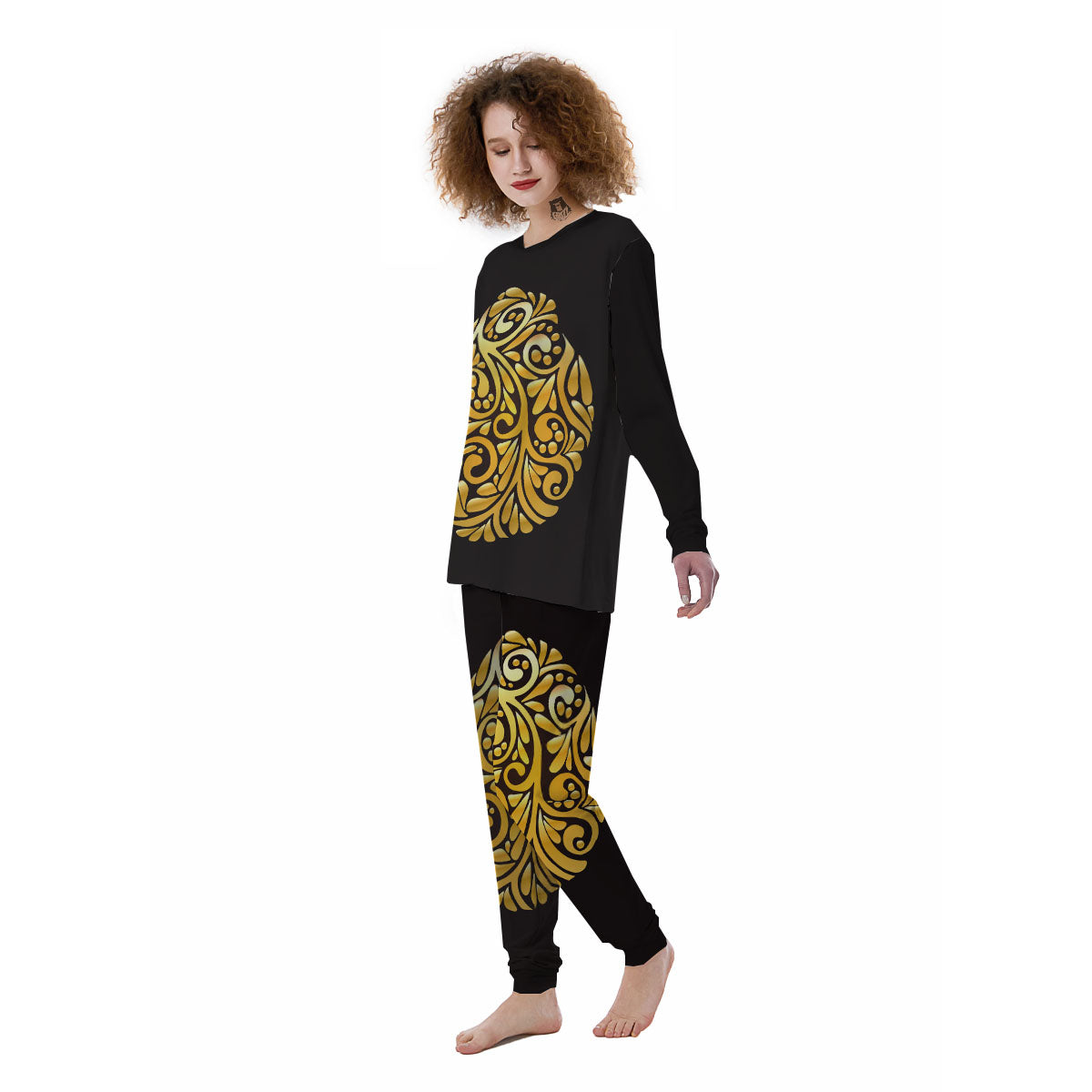 Easter Egg Gold Print Women's Pajamas-grizzshop