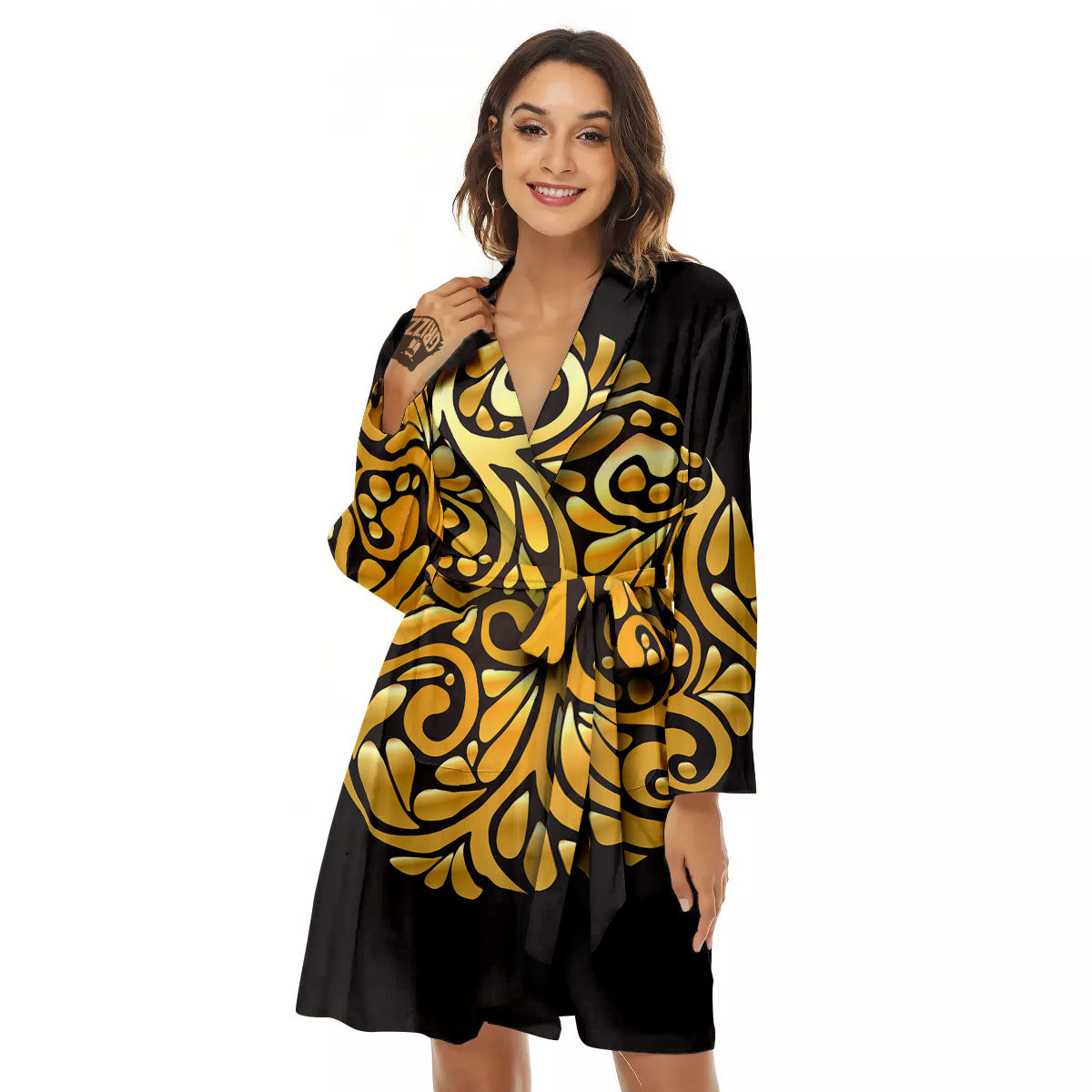 Easter Egg Gold Print Women's Robe-grizzshop