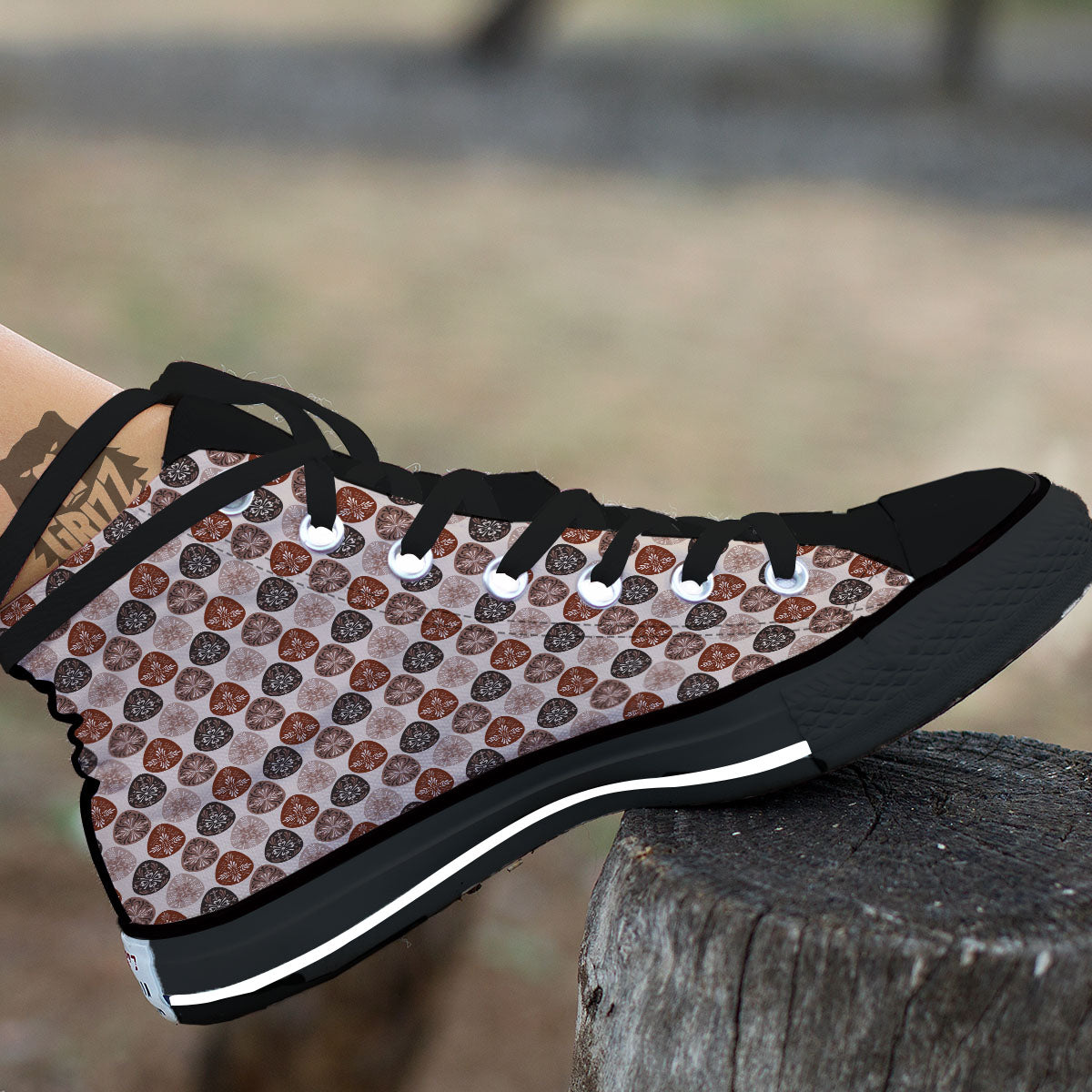 Easter Eggs Bohemian Print Pattern Black High Top Shoes-grizzshop